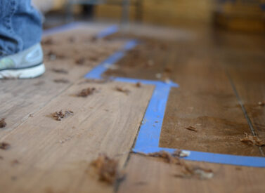 Repairing and refinishing section of hand scraped hardwood floor