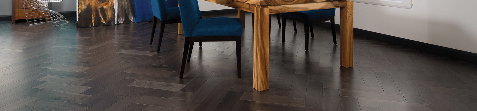 Mirage walnut hardwood floor herringbone pattern