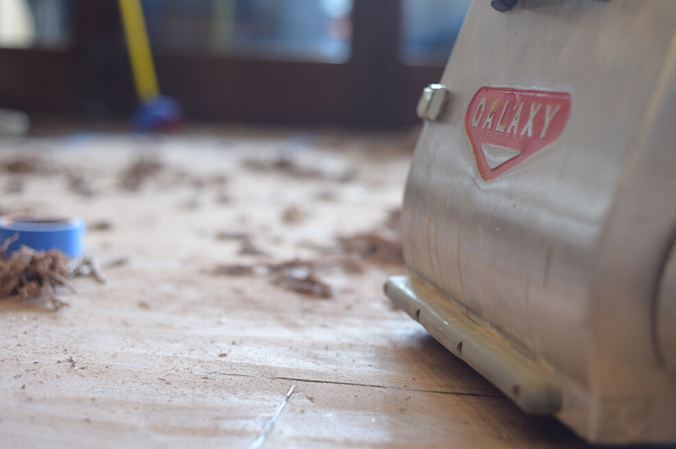 Sanding for hardwood floor refinishing